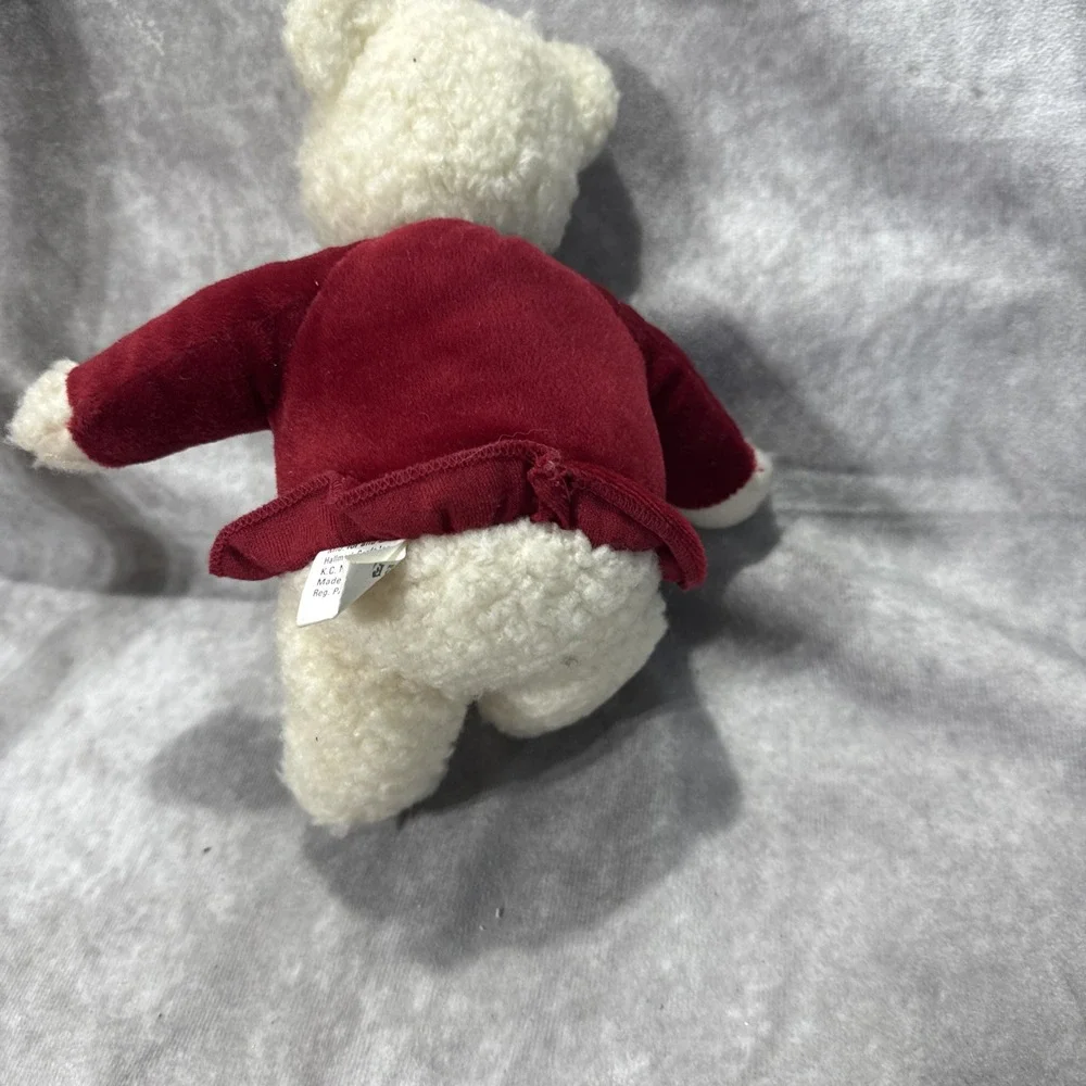 HALLMARK KISS KISS MISTLETOE CHRISTMAS BEAR / WHITE WITH RED DRESS / 9.5